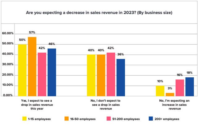 Expected decrease in sales revenue graph