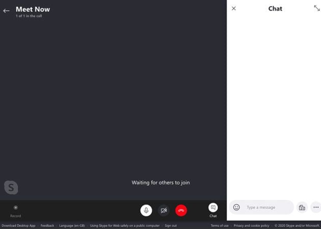 Snapshot of Skypeโs video conferencing feed and chat box