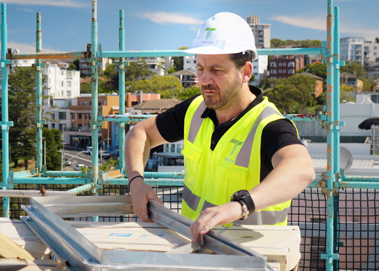 Michael at the Bondi Milkbar Project worksite. Image: Kochie's Business Builders