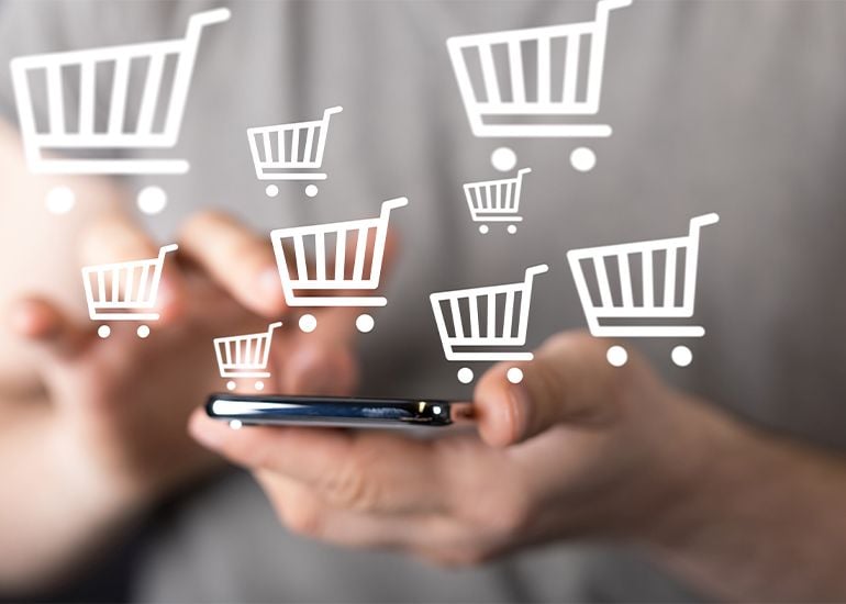 Person using smartphone for online shopping