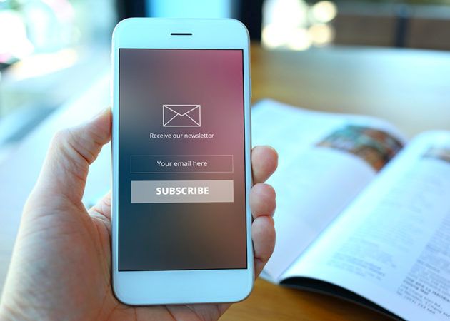 Email newsletter subscribe form on phone