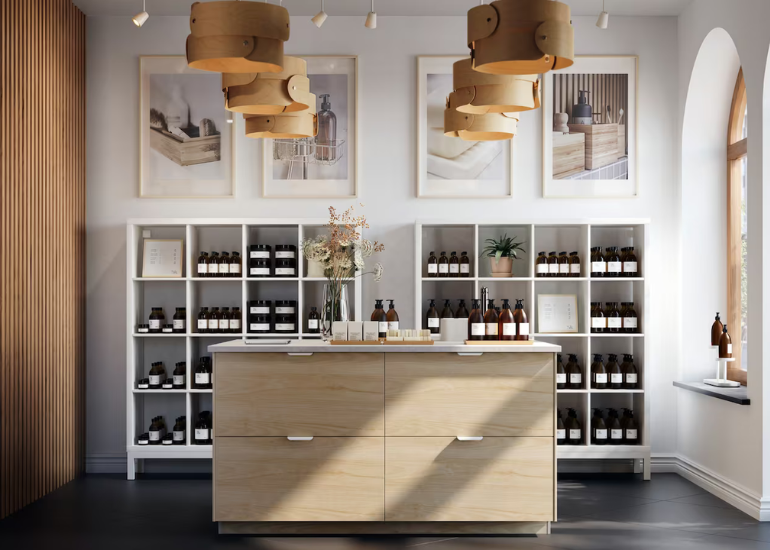 Earthy tones and clean lines can create an inviting space. Image: IKEA.
