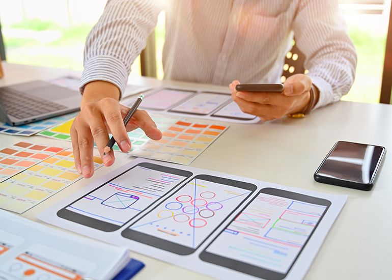 Mobile app designer at work