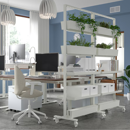 Get creative with your storage to clear up your desk space. Image: IKEA.