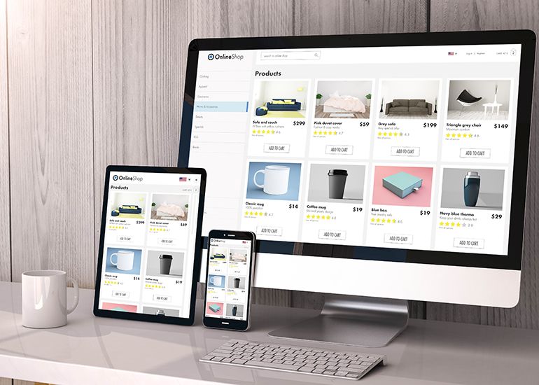 Online eCommerce store optimised for all devices - laptop, tablet, smartphone