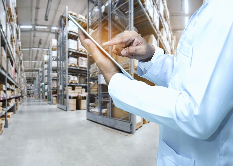 ordering stock on a tablet device in warehouse