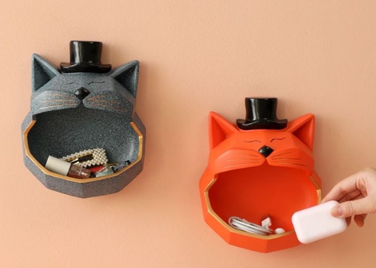 Handmade big cat mouth wall storage, Totem Lane home decor