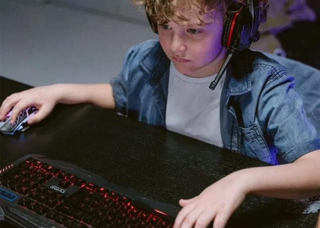 A child at a keyboard