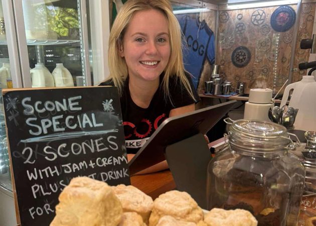 scones at Cog Bikes