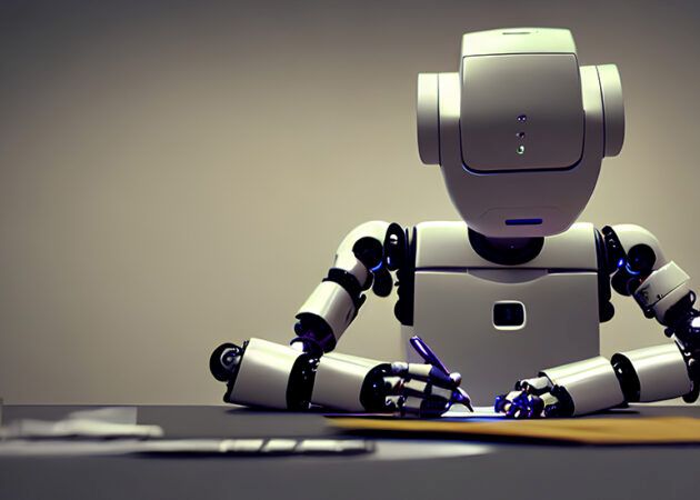 AI robot writing with pen