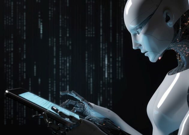 AI robot using tablet