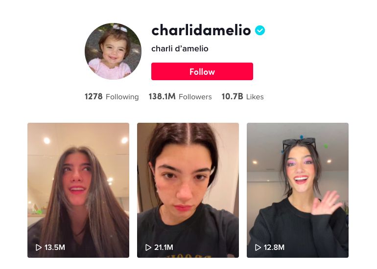 Charli D’Amelio on TikTok