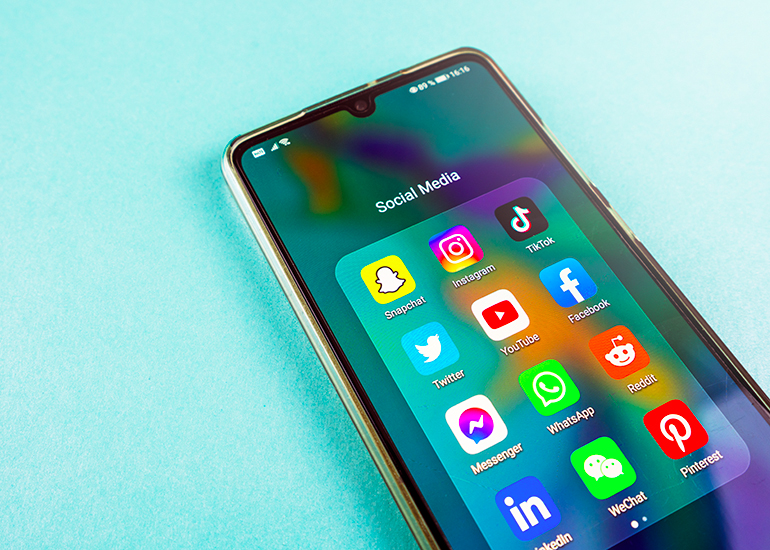 Social media apps on smartphone