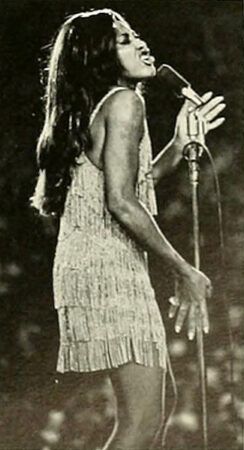 Tina Turner performing at Tulane Stadium, New Orleans, 24 October 1970