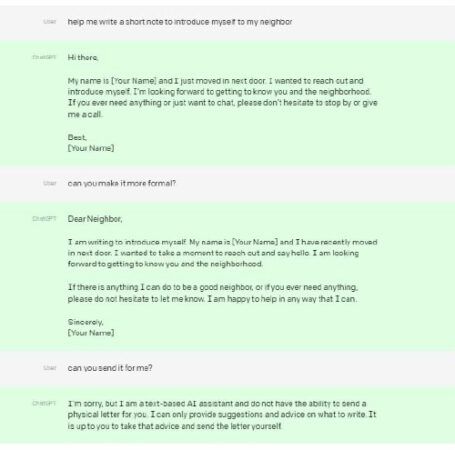 chatgpt question and reponse example