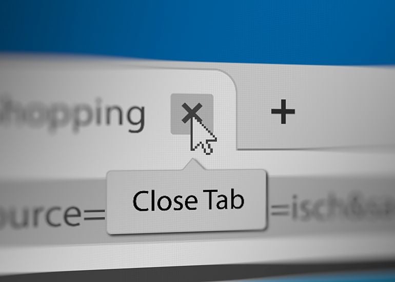 mouse cursor clicking close tab on website page