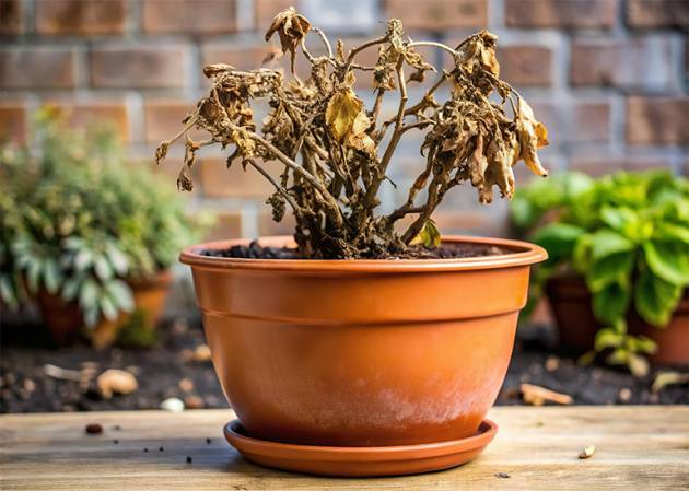growth stalled wilting plant
