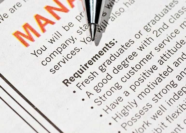 Position description for job ad in newspaper