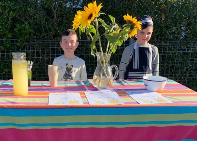 Looking professional: The boys dressed the par for their stall