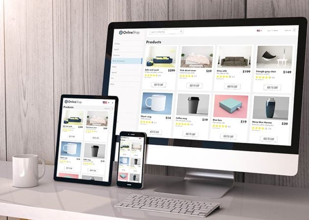 Online eCommerce store optimised for all devices - laptop, tablet, smartphone