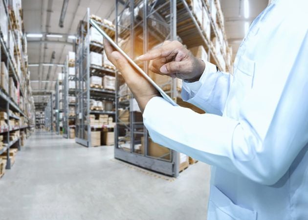 ordering stock on a tablet device in warehouse