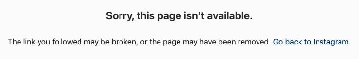 Instagram 'this page is not available' message