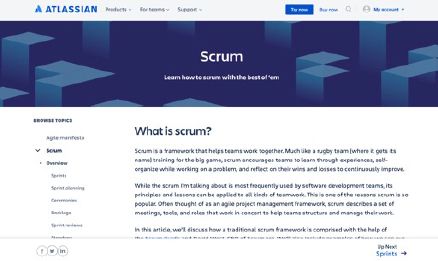 pillar pages - atlassian scrum exxample