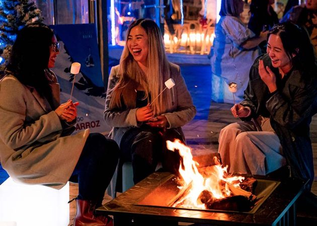 roasting marshmallows at raclette igloo experienbce