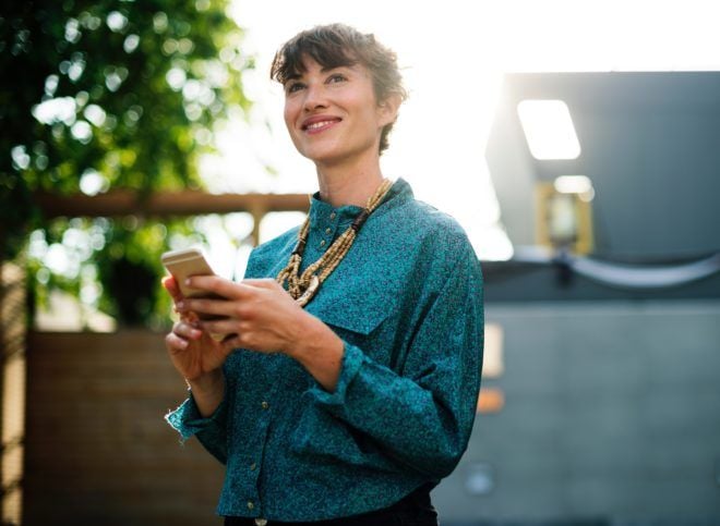 Woman using mobile phone