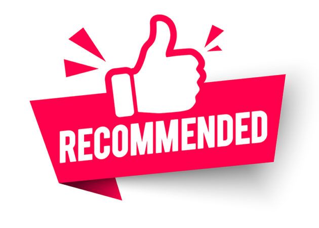 Red 'recommended' icon with thumbs up