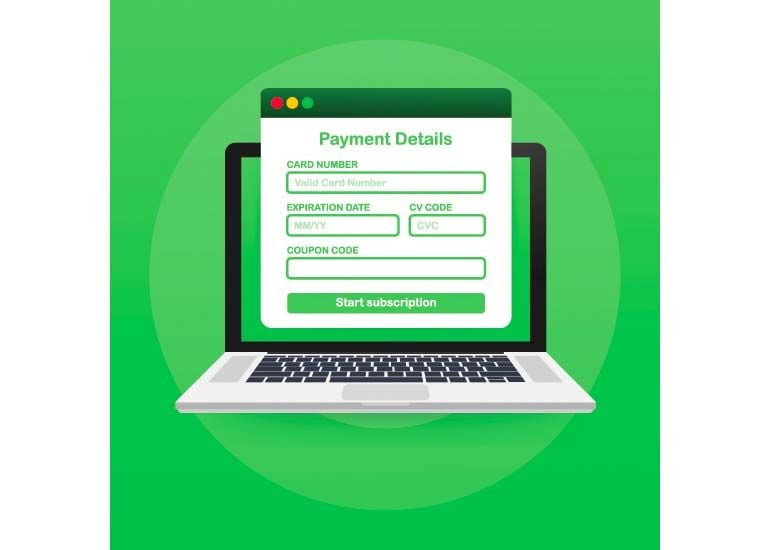 subscription signup form on laptop