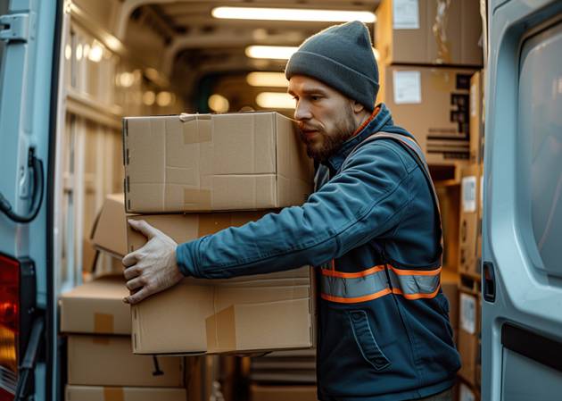delivery man and van Stokd