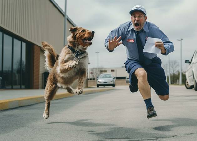 dog chasing potie - late payments