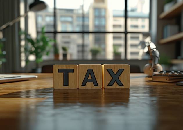 blocks reading tax on a desk