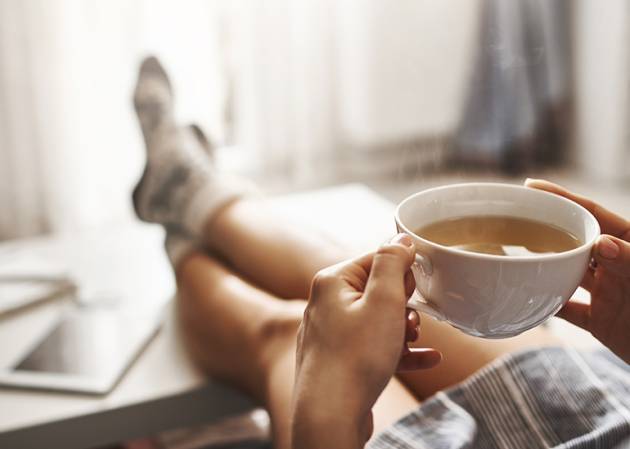 relaxing with a cup of tea