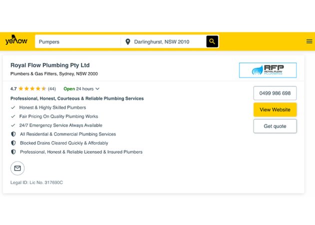Yellow pages directory listing