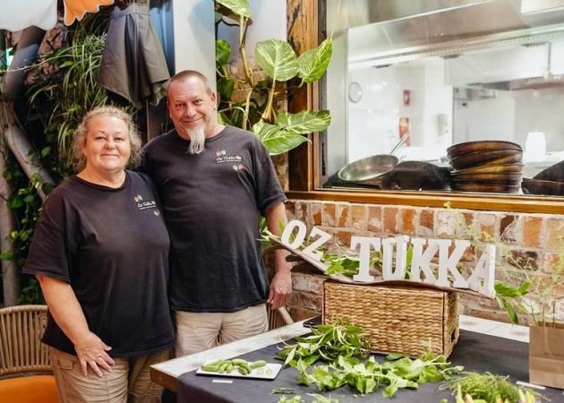 Ray and Linda showing off Oz Tukka's wares