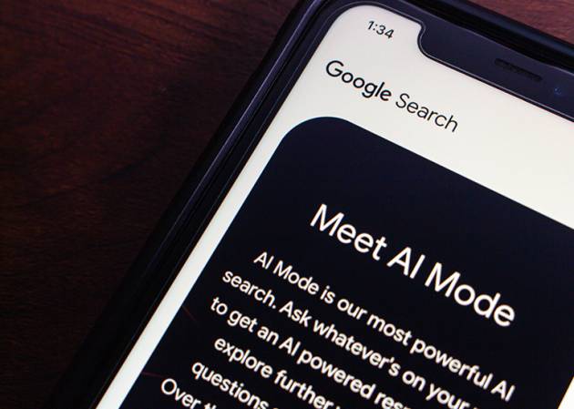 A mobile phone screen displays Google using Google Ai mode search with
