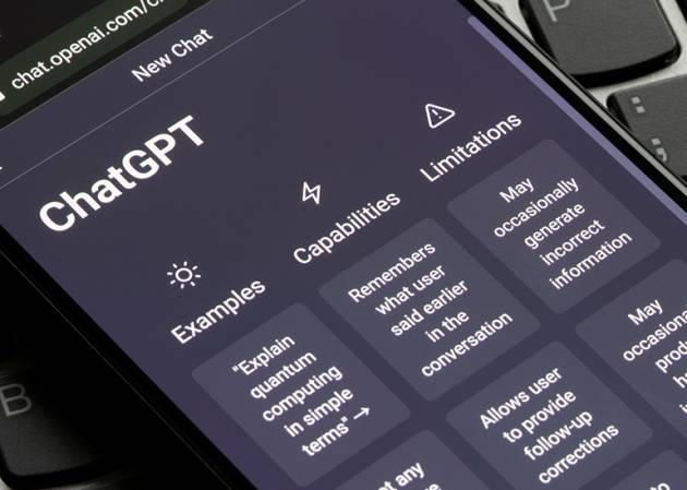 Mobile phone open to chatGPT app screen