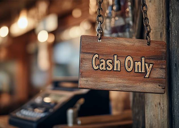 sign reads cash only symbolising tax dodge