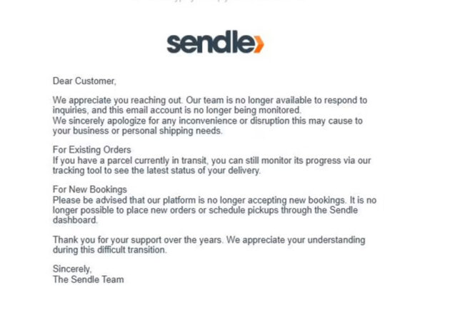 Sendle letter to customers